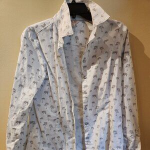 Brooks Brothers Red Fleece Long Sleeve Button Down Shirt with Palm Tree Pattern
